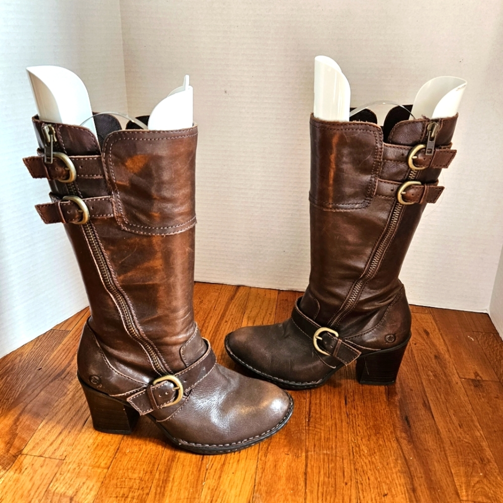 Børn Women's knee high boots. Brown, Size 7